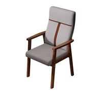Retro Office Chair High Back Velvet Upholstered Reading Chair with Wooden Armrests Stylish Computer Desk Chair Comfortable Ribbed Design Grey Wood Finish