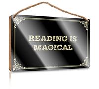 Retro Office Decor Plaque Flat Print On Wood/Welcome Guests Varnished Surface - Family Wall Decor For Living Room | Reading Is Magical