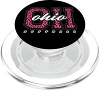 Retro Ohio Softball Pink Leopard Collegiate State Art PopSockets PopGrip for MagSafe
