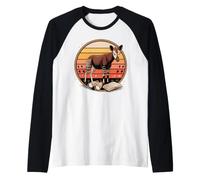 Retro Okapi Zoo Lover Forest Giraffe Wildlife Raglan Baseball Tee