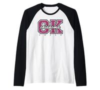Retro Oklahoma Cheer Pink Leopard Collegiate State Art Raglan Baseball Tee