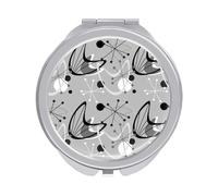 Retro Old Atom Pattern Folding Make Up Mirror, Compact 2X/1X Magnification Mirror, Women Portable Travel Makeup Mirror 2.4 x 2.4 inch