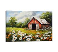 Retro Old Barn Landscape Wall Art Hanging Paintings Canvas, Farmhouse Rustic Barn Print Poster, Timeless Home Decor for Living Room Bedroom Kitchen Walls 20x30inch(50x75cm)