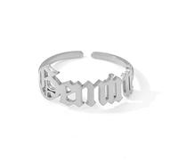 Retro Old English Silver Star Sign Ring - Gemini (21st May - 21st June) - Zodiac Constellation Horoscope Celestial Astrology Jewellery - Women Men Gift