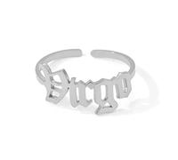 Retro Old English Silver Star Sign Ring - Virgo (23rd August - 22nd September) - Zodiac Constellation Horoscope Celestial Astrology Jewellery - Women Men Gift