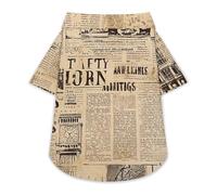 Retro Old Newspaper Paper London Dog Shirt Soft Breathable Dog T-ShirtSummer Buttons Clothes Breathable Pet Apparel Daily Wear 3XL