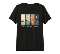 Retro One Day at A Time Coastal Sunset Ocean Motivation Hope Premium T-Shirt