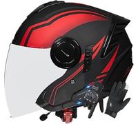 Retro Open Face Bluetooth Motorbike Helmets with Goggles Vintage 3/4 Motorcycle Half Helmets ECE 22.06 Certified Jet Moped Scooter Helmet for Adult Men and Women Bluetooth Helmet 11,XL/(61~62cm)