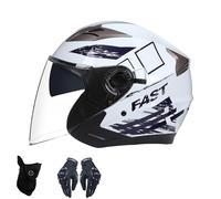 Retro Open Face Helmet Motorcycle Helmet ECE Approved with Sun Visor German Style Half Helmet Skull Cap for Adults Men Women Free Cycling Masks and Gloves B,L=(59-60CM)
