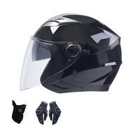 Retro Open Face Helmet Motorcycle Helmet ECE Approved with Sun Visor German Style Half Helmet Skull Cap for Adults Men Women Free Cycling Masks and Gloves D,L=(59-60CM)