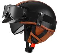 Retro Open-Face Motorcycle Half Helmet, Bike Cruiser Chopper Moped Scooter Helmet, DOT/ECE Approved Vintage Motorbike Crash Helmet for Adult Men and Women 23,M