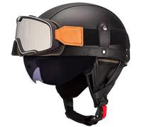 Retro Open Face Motorcycle Helmets, Jet motorcycle helmet with Goggles, German Style Baseball Cap Half Helmets Unisex for Cruiser Scooter Chopper Moped Helmet Approved DOT 1,L=60-61cm