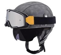 Retro Open Face Motorcycle Helmets, Jet motorcycle helmet with Goggles, German Style Baseball Cap Half Helmets Unisex for Cruiser Scooter Chopper Moped Helmet Approved DOT 3,M=57-59cm