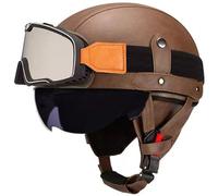 Retro Open Face Motorcycle Helmets, Jet motorcycle helmet with Goggles, German Style Baseball Cap Half Helmets Unisex for Cruiser Scooter Chopper Moped Helmet Approved DOT 7,L=60-61cm