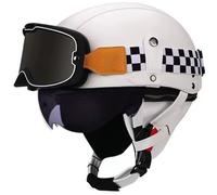 Retro Open Face Motorcycle Helmets, Jet motorcycle helmet with Goggles, German Style Baseball Cap Half Helmets Unisex for Cruiser Scooter Chopper Moped Helmet Approved DOT 6,XL=61-62cm