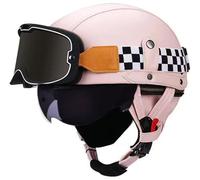 Retro Open Face Motorcycle Helmets, Jet motorcycle helmet with Goggles, German Style Baseball Cap Half Helmets Unisex for Cruiser Scooter Chopper Moped Helmet Approved DOT 12,L=60-61cm