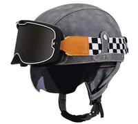 Retro Open Face Motorcycle Helmets, Jet motorcycle helmet with Goggles, German Style Baseball Cap Half Helmets Unisex for Cruiser Scooter Chopper Moped Helmet Approved DOT 4,XL=61-62cm