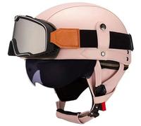 Retro Open Face Motorcycle Helmets, Jet motorcycle helmet with Goggles, German Style Baseball Cap Half Helmets Unisex for Cruiser Scooter Chopper Moped Helmet Approved DOT 11,M=57-59cm