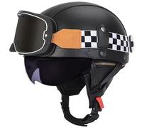 Retro Open Face Motorcycle Helmets, Jet motorcycle helmet with Goggles, German Style Baseball Cap Half Helmets Unisex for Cruiser Scooter Chopper Moped Helmet Approved DOT 2,M=57-59cm