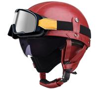 Retro Open Face Motorcycle Helmets, Jet motorcycle helmet with Goggles, German Style Baseball Cap Half Helmets Unisex for Cruiser Scooter Chopper Moped Helmet Approved DOT 15,XL=61-62cm