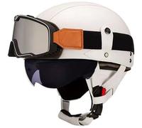 Retro Open Face Motorcycle Helmets, Jet motorcycle helmet with Goggles, German Style Baseball Cap Half Helmets Unisex for Cruiser Scooter Chopper Moped Helmet Approved DOT 5,XL=61-62cm