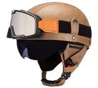Retro Open Face Motorcycle Helmets, Jet motorcycle helmet with Goggles, German Style Baseball Cap Half Helmets Unisex for Cruiser Scooter Chopper Moped Helmet Approved DOT 9,S=55-56cm
