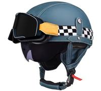 Retro Open Face Motorcycle Helmets, Jet motorcycle helmet with Goggles, German Style Baseball Cap Half Helmets Unisex for Cruiser Scooter Chopper Moped Helmet Approved DOT 14,M=57-59cm