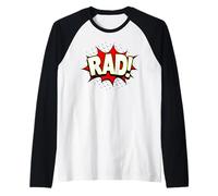 Retro or Rad! Verb Action Word Comic Book Style Pop Art Raglan Baseball Tee