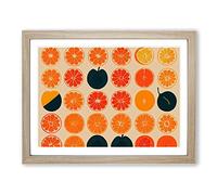 Retro Orange Fruit Slices H1022 Framed Print for Living Room Bedroom Home Office Décor, Wall Art Picture Ready to Hang, Oak A4 Frame (34 x 25 cm)