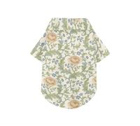Retro Orange Rose William Morris Pattern Summer Dog Shirts Collared Polo T-Shirts Button Up Soft, Lightweight, and Breathable Short Sleeve Pet T-Shirt Puppy Sweatshirt Perfect for Everyday