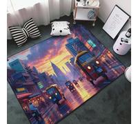 Retro Orange Taxi Print Area Rugs for Living Room Bedroom, Washable Soft 3x5 Throw Rugs Non Slip Carpet for Bedroom Decor Aesthetic 60x39 inches