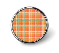 Retro Orange White Plaid Print Enamel Pins for Backpack - Cute Jacket Coat Hat Bags Badge Pins, Funny Unique Novelty Button Pin Women Men Fashion Jewelry Accessories