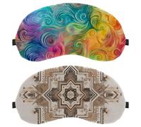 Retro Oriental Ethnic Pattern 2 Packs Light-Blocking Soft Breathable Eye Patch Sleeping Masks