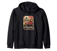Retro Osaka Japan Train Travel Vintage Japanese Souvenir Zip Hoodie