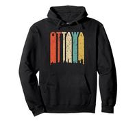 Retro Ottawa Canada Cityscape Downtown Skyline Distressed Pullover Hoodie