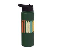 Retro Ottawa Canada Cityscape Downtown Skyline Distressed Stainless Steel Insulated Water Bottle