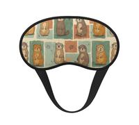 Retro Otter and Colorful Square Composite Cloth Black Edge Eye Mask Men and Women with Elastic Band