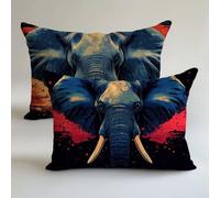 Retro Outdoor Cushions Waterproof 40x65cm Garden Furniture Cushions Elephant Linen Decorative Pillows Covers Invisible Zipper Double Sided Printing Set of 2，Sofa Spring Summer Fall Decor Gift LK-1525