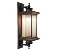 Retro Outdoor Wall Lamp, Vintage Wall Light with Tempered Glass, 40W, E26 | 220V, IP65, 58cm Height, Neo-Chinese Style, Wall Mount Light Fixture for Garden, Patio, Living Room, Hallway