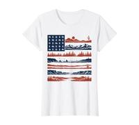 Retro Outdoors Landscape Mountains Forest Desert Scene Value Graphic T-Shirt, Women, White, XL