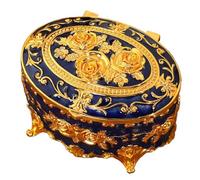 Retro Oval Jewelry Case - Oval European Organizer Case,Small Trinket Storage Organizer Box for Earrings, Rings, Brooches, Necklace