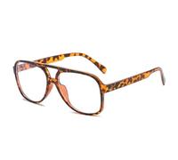 Retro Oversized Double Bridges Men Sunglasses Clear Glasses Frame Women Yellow Blue UV400 (Leopard Clear,One Size)