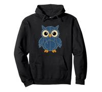 Retro Owl Denim Patchwork Patch Art Cute Cartoon Pullover Hoodie