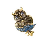 Retro Owl Shaped Pin Sturdy Zines Alloy Designs Rhinestones Accent Stylish Outfit Enhancer Unisex Gift Ideas Rhinestones Owl Brooch