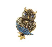 Retro Owl Shaped Pin Sturdy Zines Alloy Designs Rhinestones Accent Stylish Outfit Enhancer Unisex Gift Ideas Rhinestones Owl Brooch