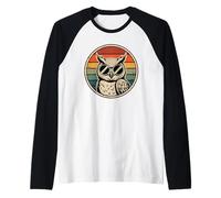 Retro owl with Sunglasses Vintage Cool Animal Raglan Baseball Tee