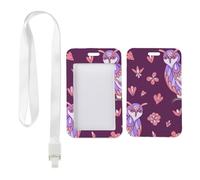Retro Owls and Flowers Card Holder with White Lanyard, Work ID Holder, Vertical Name Badges Protector for School, Vertical Cards Protector for Work, Nurse Accessories Bus Driver Accessories