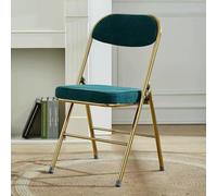 Retro Padded Folding Chair - Corduroy Fabric, Foldable Steel e, Portable Event Stool for Home, Office, Wedding & Par - d & Dark Green