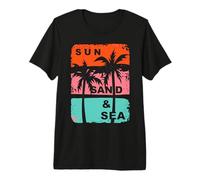 Retro Palm Tree s Tropical Beach Sunset s Sun Sand Sea Premium T-Shirt