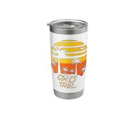 Retro Palm Tree Sunset Girl'sTrip Text Design Stainless Steel Insulated Tumbler